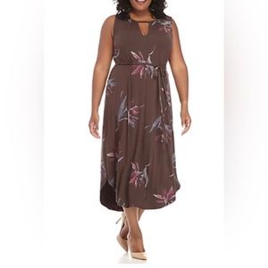 Lucky Brand Brown Floral Print Maxi Dress Size 1X